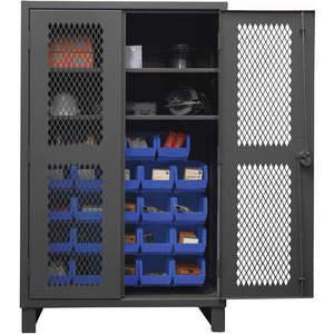 DURHAM MANUFACTURING HDCV48-24B-2S5295 Ventilated Cabinet, 12 Gauge, 24 Bin, Blue | AH6RPW 36FA42