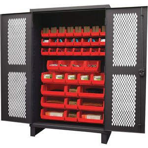 DURHAM MANUFACTURING HDCV48-42B-1795 Ventilated Cabinet, 12 Gauge, 42 Bin, Red | AH6RPY 36FA44