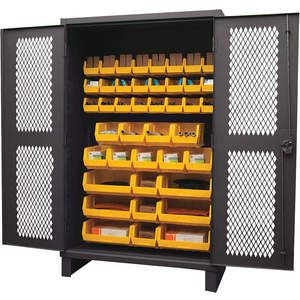 DURHAM MANUFACTURING HDCV48-42B-95 Ventilated Cabinet, 12 Gauge, 42 Bin, Yellow | AH6RQA 36FA46