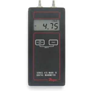 DWYER INSTRUMENTS 475-3-FM Handheld Manometer, Digital, Fits 1/8 or 3/16 Inch ID Tubing | AB4EGD 1XFW4