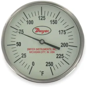 DWYER INSTRUMENTS GBTA59071 Dial Thermometer, Glow In The Dark, Bimetal, 50 to 550 Deg F Range | AB3RHB 1UZD9