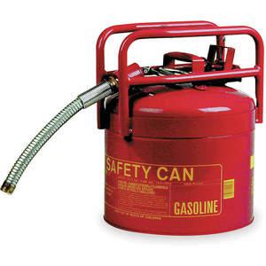 EAGLE 1215-SX5 Type II DOT Safety Can, 5 Gallon, Red, Galvanized Steel w/ 5/8 In Flexible Hose | AG8DHC