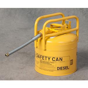 EAGLE 1215Y Type II DOT Safety Can, 5 Gallon, Yellow, Galvanized Steel w/ 7/8 In Flexible Hose | AG8DHD