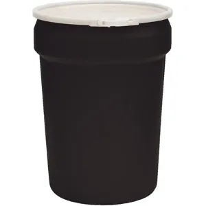 EAGLE 1601MBLK Open Head Poly Drum, 30 Gallon, Black with Metal Lever-Lock Ring | AG8DWV