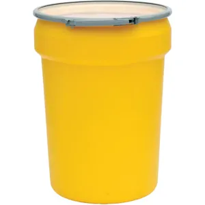 EAGLE 1601M Open Head Poly Drum, 30 Gallon, Yellow with Metal Lever-Lock Ring | AG8DWN