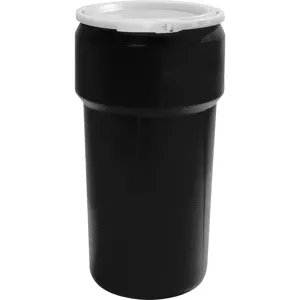 EAGLE 1623MBLK Open Head Poly Drum, 20 Gallon, Black with Metal Lever-Lock Ring | AG8DXB