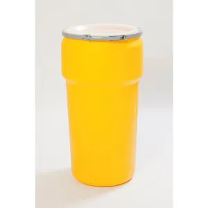 EAGLE 1623M Open Head Poly Drum, 20 Gallon, Yellow with Metal Lever-Lock Ring | AG8EDM 20GY33