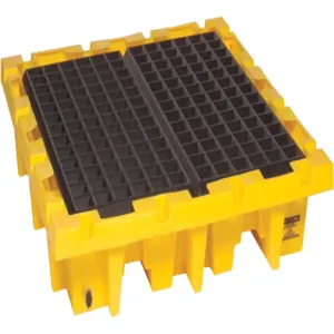 EAGLE 1646 Four Drum Nestable Containment Pallet - Yellow with Drain, 6000 lbs Load Capacity | AG8DJF