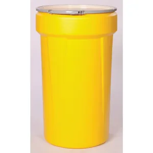 EAGLE 1655M Open Head Poly Drum, 57 Gallon, Yellow with Metal Lever-Lock Ring | AG8EDP 21RY20