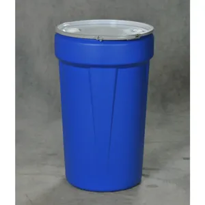 EAGLE 1655MBBG Open Head Poly Drum, 57 Gallon,Blue, Metal Lever-Lock Ring with Bung Lid | AG8DXE