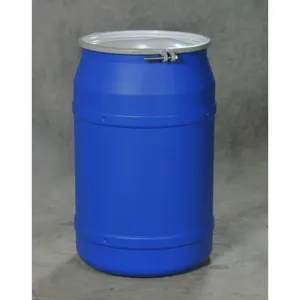 EAGLE 1656MBBR Open Head Poly Drum, 55 Gal, Blue, Metal Lock Ring Str Sided w/Gauge Bolt Ring | AG8DXR