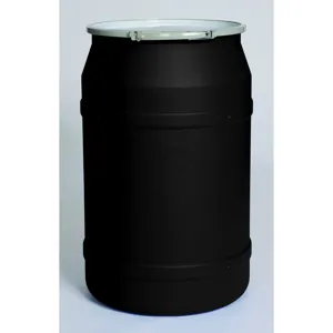 EAGLE 1656MBLK Open Head Poly Drum, 55 Gallon, Black w/ Metal Lever-Lock Ring - Straight Sided | AG8DXL