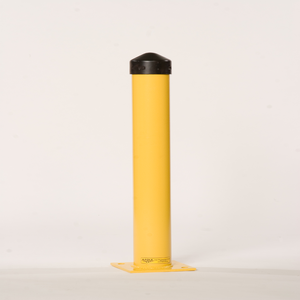 EAGLE 1757 5 In Round Steel Bollard Post, 42 In High, Yellow with cap | AG8DYD