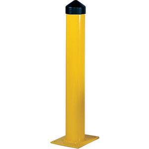 EAGLE 1756 5 In Round Steel Bollard Post, 36 In High, Yellow with cap | AG8DYC