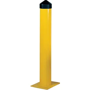 EAGLE 1756 5 In Round Steel Bollard Post, 36 In High, Yellow with cap | AG8DYC