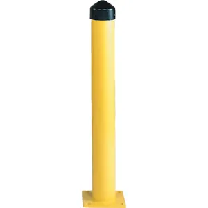 EAGLE 1764 6 In Round Steel Bollard Post, 42 In High, Yellow with cap | AG8DYM