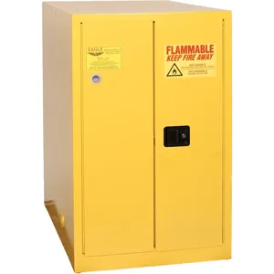 EAGLE 2810 One Drum Horizontal Safety Cabinet, 55 Gallon, Yellow, Two Door, Self Close | AG8DCV