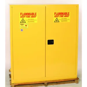 EAGLE 5510 Drum Safety Cabinet, 110 Gallon, Yellow, Two Door, Self Close | AG8DCW