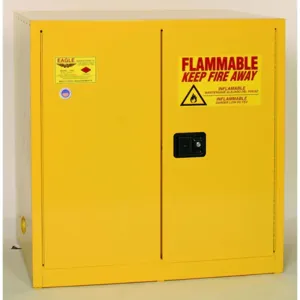 EAGLE 6410 Flammable Liquid Safety Storage Cabinet, 60 Gallon, Yellow, Two Door, Self Close | AG8DCT