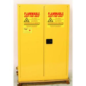 EAGLE HAZ9010 HAZ-MAT Safety Cabinet, 60 Gallon, Yellow, Two Door, Self Close | AG8DCX