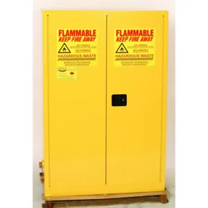 EAGLE HAZ9010 HAZ-MAT Safety Cabinet, 60 Gallon, Yellow, Two Door, Self Close | AG8DCX