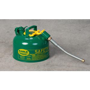 EAGLE U2-26-SX5G Type II Safety Can, 2.5 Gallon, Green with 5/8 In Outer Dia Flex Spout | AG8DGQ
