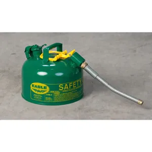 EAGLE U2-26-SG Type II Safety Can, 2.5 Gallon, Green with 7/8 In Outer Dia Flex Spout | AG8DGL