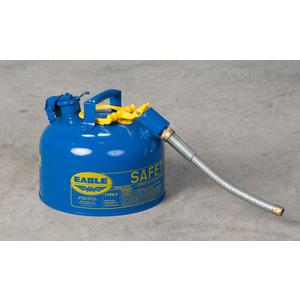EAGLE U2-26-SX5B Type II Safety Can, 2.5 Gallon, Blue with 5/8 In Outer Dia Flex Spout | AG8DGN