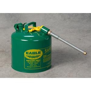 EAGLE U2-51-SG Type II Safety Can, 5 Gallon, Green with 7/8 In Outer Dia Flex Spout | AG8DGR