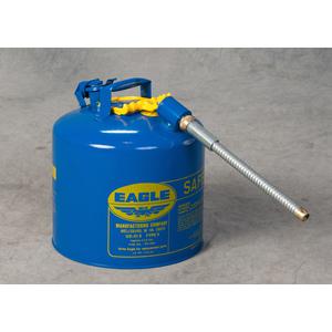 EAGLE U2-51-SX5B Type II Safety Can, 5 Gallon, Blue with 5/8 In Outer Dia Flex Spout | AG8DGT