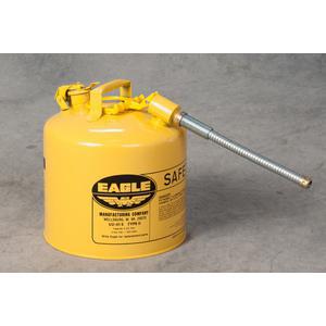 EAGLE U2-51-SX5Y Type II Safety Can, 5 Gallon, Yellow with 5/8 In Outer Dia Flex Spout | AG8DGU
