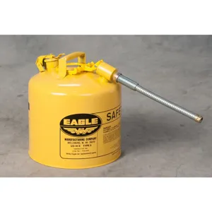 EAGLE U2-51-SX5Y Type II Safety Can, 5 Gallon, Yellow with 5/8 In Outer Dia Flex Spout | AG8DGU