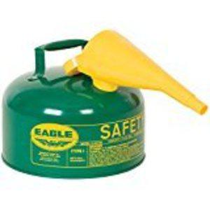 EAGLE UI-25-FSG Type I Metal Safety Can w/ F-15 Funnel, 11-1/4 Dia x 10 H, 2-1/2 Gal, Green | AG8DGD