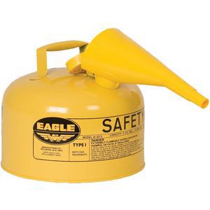 EAGLE UI-25-FSY Type I Metal Safety Can w/ F-15 Funnel, 11-1/4 Dia x 10 H, 2-1/2 Gal, Yellow | AG8DFU