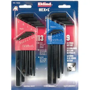 EKLIND 10222 Hex Key Set 0.050 - 10mm L-shaped Long | AE4LTH 5LM66