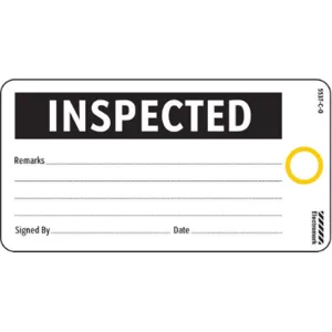 ELECTROMARK 5537C0 Inspected Tag 3 x 5-3/4 Inch Black/white - Pack Of 25 | AF4PNZ 9EVZ4