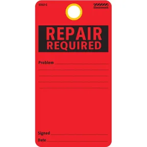 ELECTROMARK 5702C Rpr Required Tag 5-3/4 x 3 Inch Black/r - Pack Of 25 | AF4PPA 9EVZ6