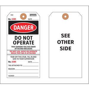 ELECTROMARK T390 Danger Tag 5-3/4 x 2-7/8 Inch - Pack Of 100 | AD2WEQ 3VCV8