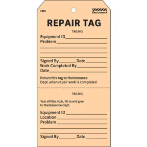 ELECTROMARK T405 Repair Tag 5-3/4 x 2-7/8 Inch Tan - Pack Of 100 | AD2WFH 3VCX8