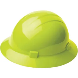 ERB SAFETY 19200 Hard Hat Full Brim Lime 4-pt Slide-lock | AD4GVJ 41N918