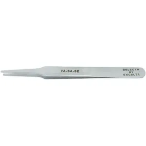 EXCELTA 2A-SA-SE Tweezer Flat 4-3/4 In Length Stainless Steel | AG2XQM 32NE84