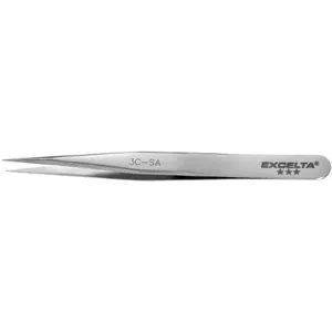 EXCELTA 3C-SA Tweezer Fine 4-1/4 Inch Length Stainless Steel 1/64 In Tip | AG2XQN 32NE85