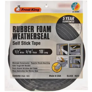 FROST KING R512H Spnge Rubber Foam Tape 1/2 Inch x 10 Feet 8 Mil | AD4TEK 43Y814