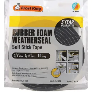 FROST KING R534H Spnge Rubber Foam Tape 3/4in x 10 Feet 8 Mil | AD4TEL 43Y815