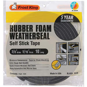 FROST KING R538H Spnge Rubber Foam Tape 3/8in x 10 Feet 8 Mil | AD4TEJ 43Y813