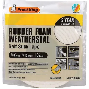 FROST KING R538WH Spnge Rubber Foam Tape 3/8in x 10 Feet 8 Mil | AD4TEU 43Y822