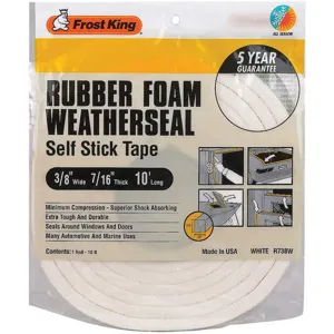 FROST KING R738WHA Spnge Rubber Foam Tape 3/8in. x 10 Feet | AD4TEW 43Y824