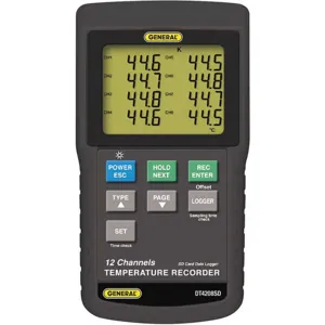 GENERAL TOOLS & INSTRUMENTS LLC DT4208SD Temperature Recorder Type K 12 Inputs | AF2QAR 6XAK1