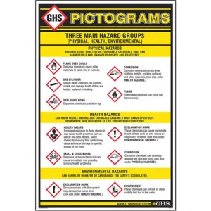 GHS SAFETY GHS1010 Ghs Pictogram Wall Chart 24 x 36 | AA2PTM 10X329