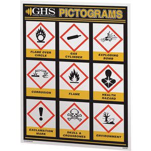 GHS SAFETY GHS1028 Ghs Simplified Pictogram Chart (18 x 24) | AB7GPA 23J569